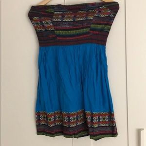 Silence + Noise Blue Aztec dress